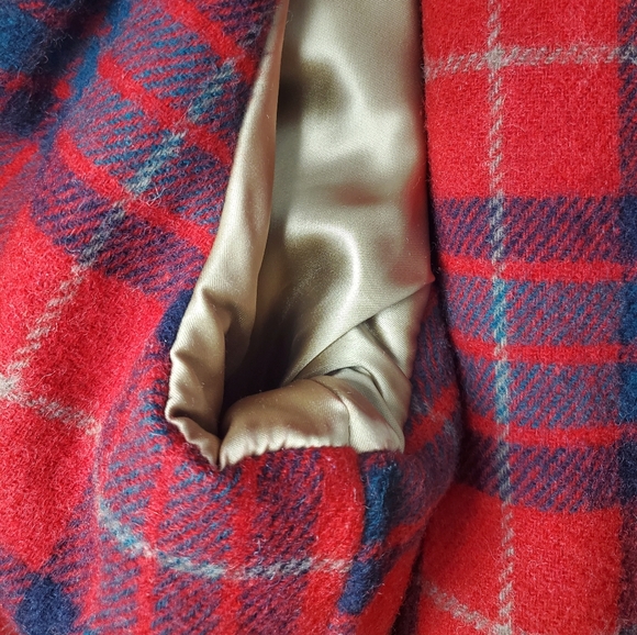 Vintage Tan Bomber Jacket with Red Plaid Lining - Picture 6 of 10